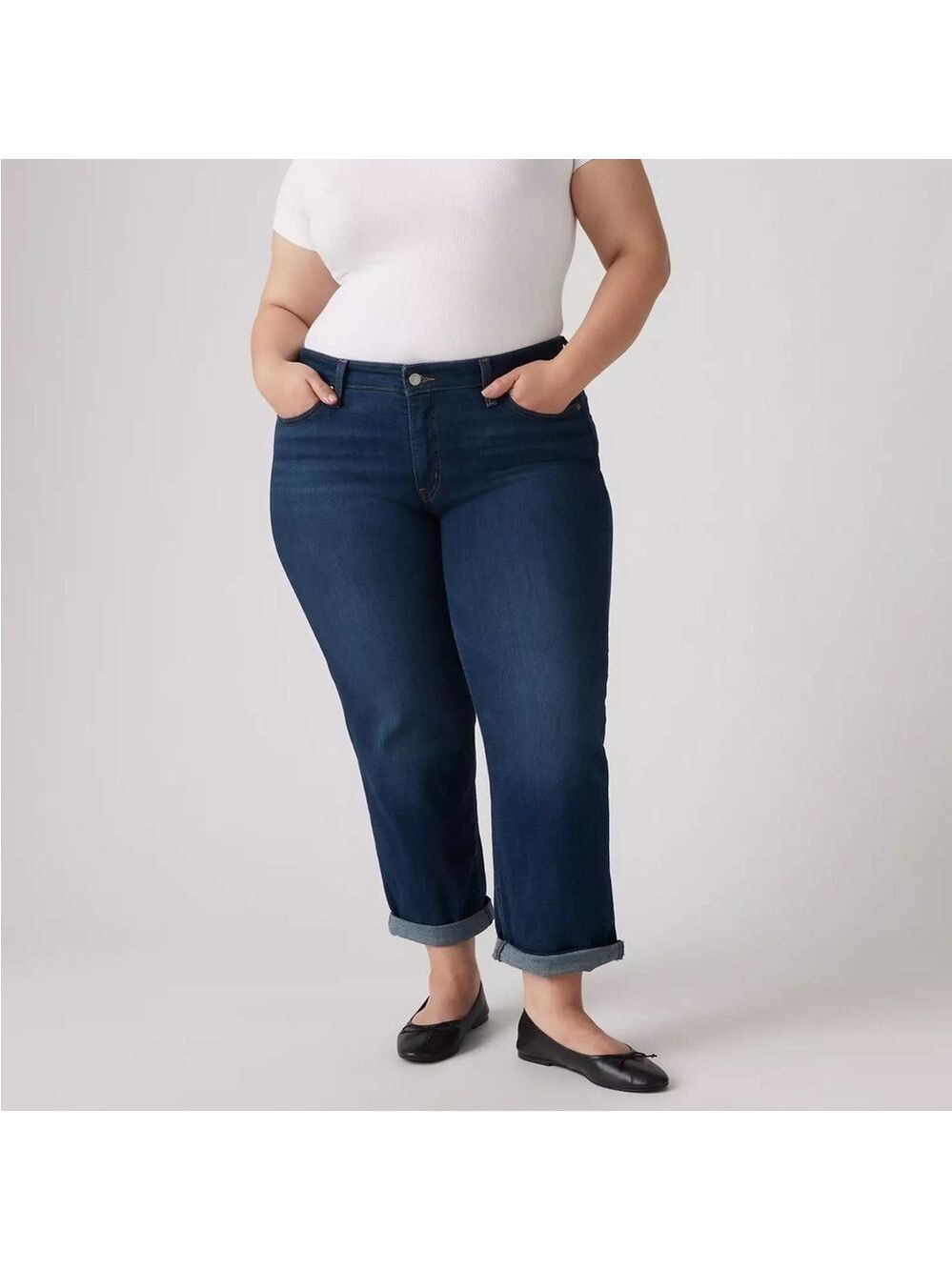 Levi's Boyfriend Mid Rise Loose Relaxed Fit Dark Denim Stretch Plus Size Jeana